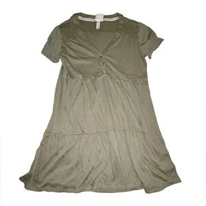Knox Rose Olive Green Tiered Babydoll Dress Size Medium